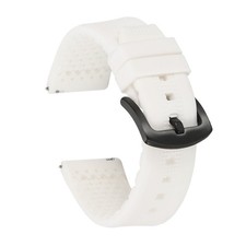 Silicone Watch Bands 22mm Soft Watch Bands with Black Buckle, White