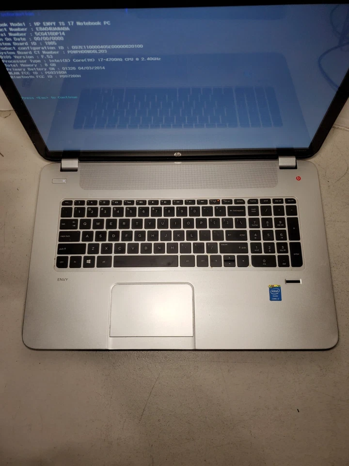 HP ENVY TS 17 CORE i7-4700MQ 8GB RAM Sin HDD/SSD/OS! BIOS PW! #69 Foto 3 de 4