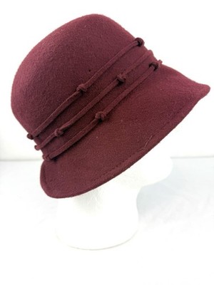 Classic 1920s Style Cloche Bucket Hat Knotted Band 100% Felted Wool Derby