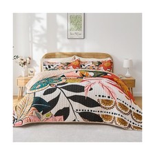 Quilt Set Twin Size, Boho Floral 2 Pcs Soft Bed Cover Bedding Set, Mid Centur...