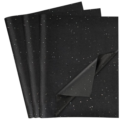 Koogel 120 Blatt Glitzer Seidenpapier, 20"x14" Schwarz Seidenpapier Großpackung mit...