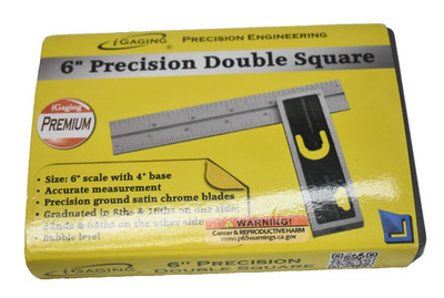 Igaging 6'' Precision Double Square Premium 6'' Scale with 4'' Base Bubble Level