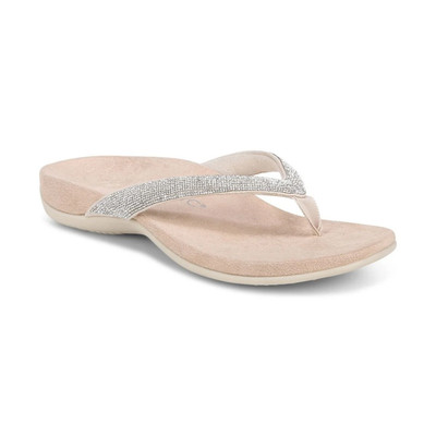 FLASH SALE !! Vionic Dillon Shine Toe Post Sandal Women's, Cream