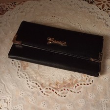 Women's Large Wallet/Purse BESSIE Black/Yellow Faux Leather Used