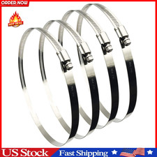 4pcs 8" Adjustable 304 Stainless Steel Duct Clamps Worm Drive Hose Pipe Clamp