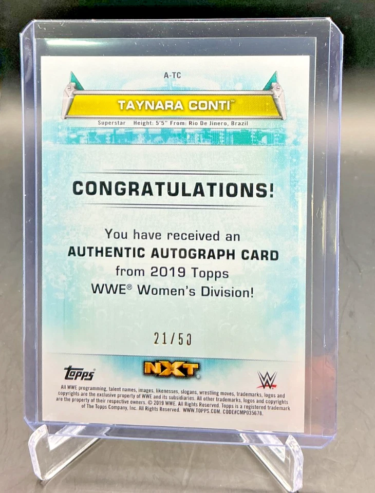 2019 Topps WWE Women's Division TAYNARA CONTI AUTO 21/50 - Image 2 of 2