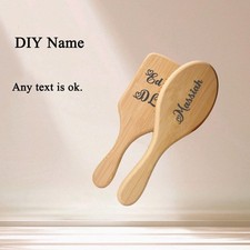 2 pcs Wood Air Cushion Comb, DIY Name Pattern, Bamboo Brush for Scalp Massage