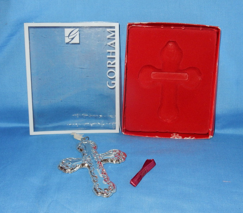 Gorham Silverplate Buttercup Cross Christmas Ornament in Box