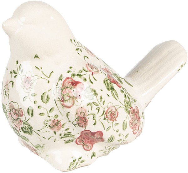 Clayre & Eef 6CE1567L Dekoration Vogel 19X11X14 Cm Rosa - Beige-image