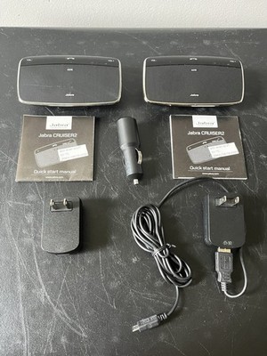 ( Two ) Jabra Cruiser 2 1-Way Car Speakers Hands-Free Calls hfs002 & Accessories