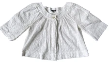 Apt 9 Women's 100% Cotton White Eyelet Shrug Cardigan Wrap Button M Medium