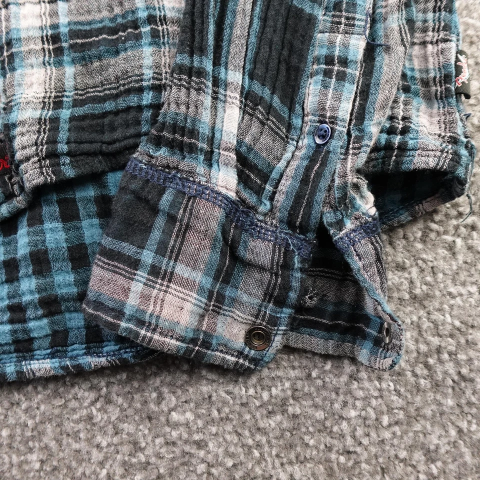 Camisa Fender Rock & Roll Religion Para Hombre Grande Azul Negro Franela a Cuadros Sol Adict Foto 2 de 4