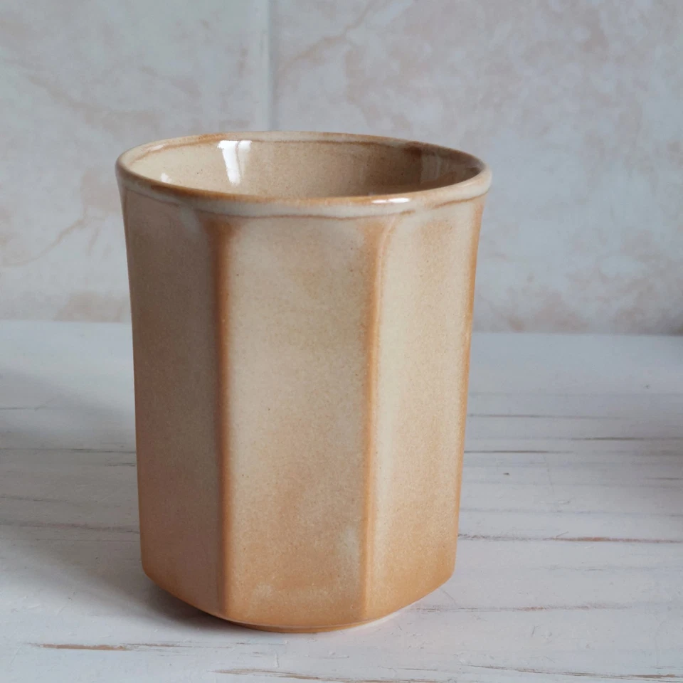 Studio Pottery Mug Cup Brown Ceramic Octagonal H 9.5cm Glazed Rustic England - Image 2 of 4