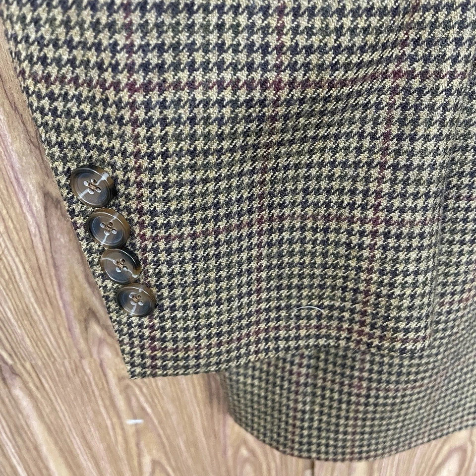 Brooks Brothers Sport Coat Mens 42R Brown Multicolor Houndstooth Double Vented - Image 4 of 4