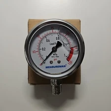 MEASUREMAN Lead-Free Glycerin Filled Reverse Osmosis Pressure Gauge, 2-1/2" D