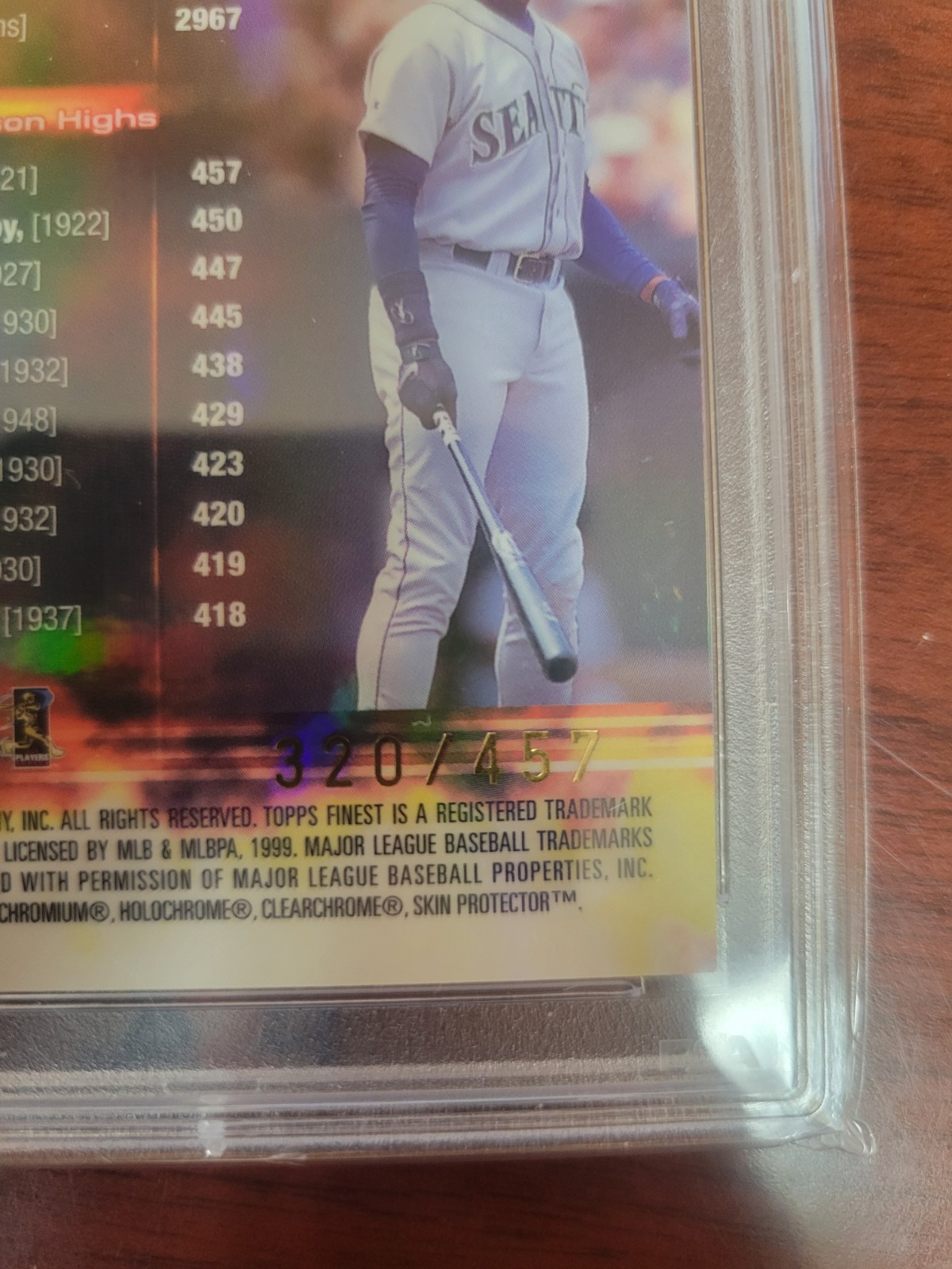 1999 Finest Prominent Figures #PF44 Ken Griffey Jr PSA 10 Gem Mint #'d/457 RARE! view 3
