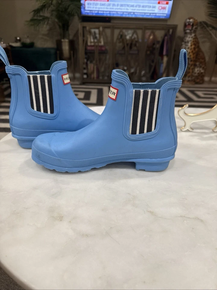 Botas de lluvia Hunter 'Garden Stripe' azules talla 7 Foto 2 de 4