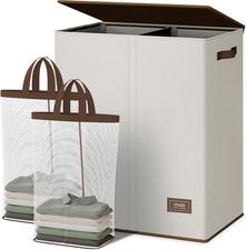 Luxury Double Laundry Hamper with Lid and Removable Bags, Large Hamper for La...