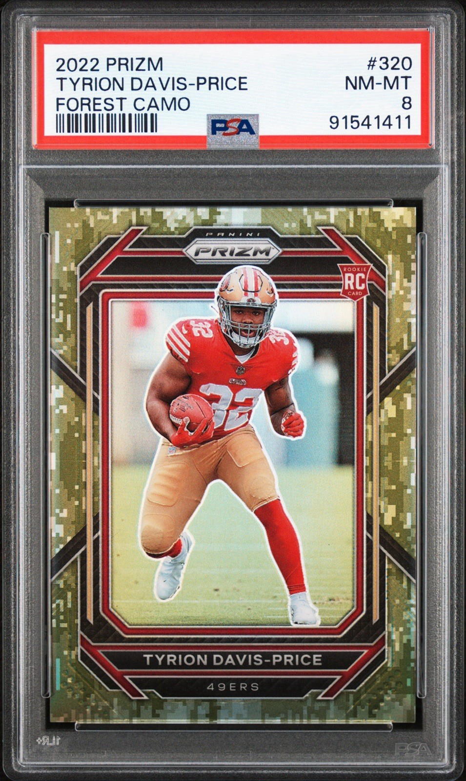 2022 Prizm Rookies Tyrion Davis-Price #320 Forest Camo Prizm /15 PSA 8 NM-MT view 1