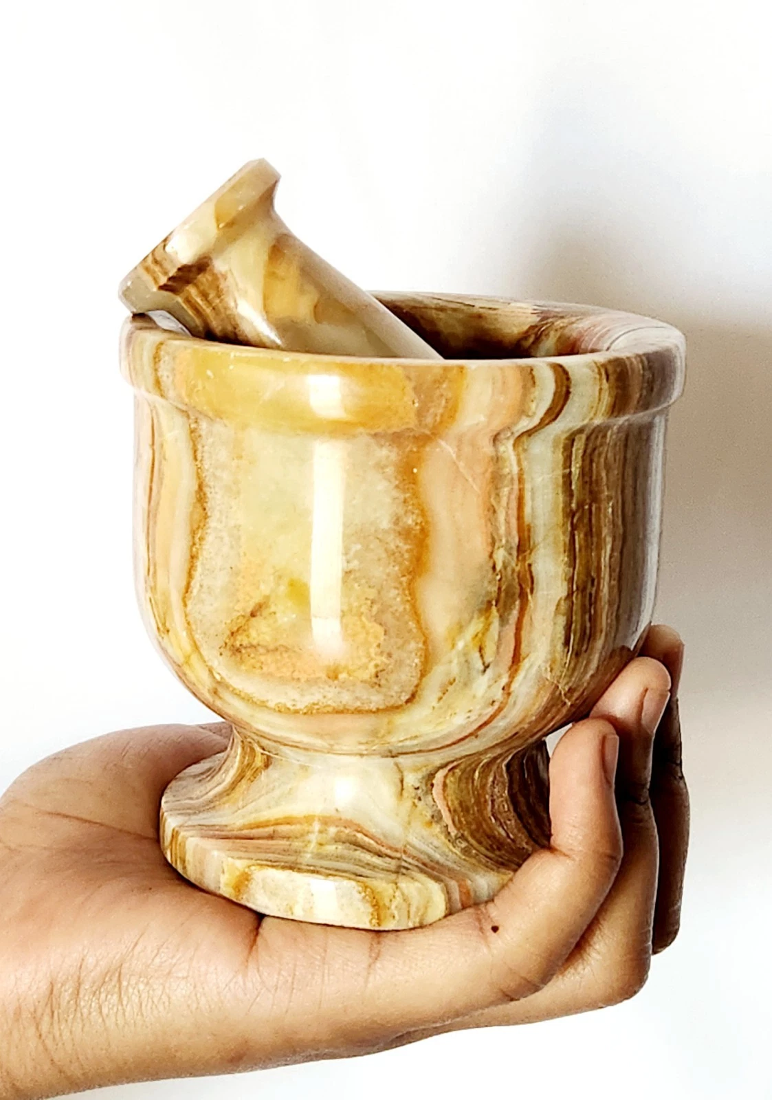 New Natural Green Onyx Mortar and Pestle Grinding Set4 Inches Tall (Large)