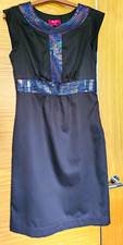 Monsoon Black Shift Dress Size 8 Sleeveless Sequin Trim Party/Cocktail