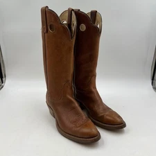 Justin Roper Cowboy Boots 8884 Mens 7.5D Brown Leather Made in USA Goodyear Welt