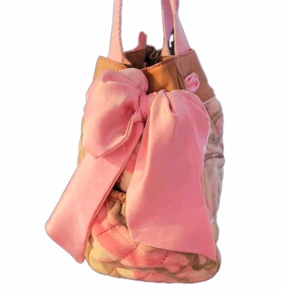 Винтажная Juicy Couture Daydreamer 🩷 розовый 🩷 пейсли бархат очень редкая сумка с короткими ручками трудно найти - Изображение 2 из 4