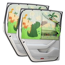 Car Window Shades with Cute Patterns, 2pcs Magnetic Car Curtains for Green