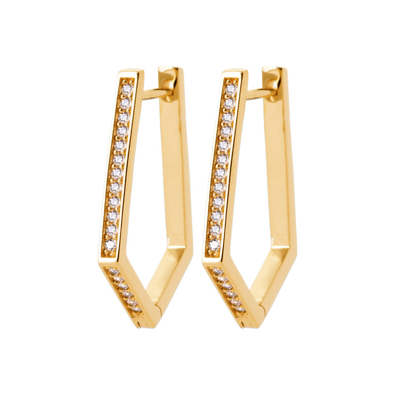 Boucles d'oreilles créoles or 18 carats et oxydes de zirconium pavés