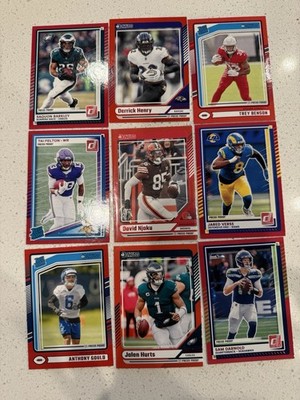 2025 Donruss Red Press Proof Lot Jalen Hurts Saquon Barkley Derrick Henry RCs