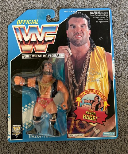 WWF 1994 Hasbro Razor Ramon Blue Card Red Trunks N...