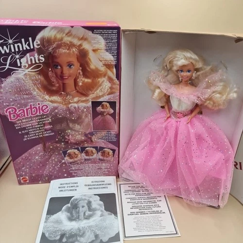 Vintage 1993 Mattel Twinkle Lights Barbie Doll Boxed W, Shoes/Brush No Batteries