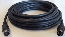Din 8 Pin -Large Din Heavy Duty Oversize Wire Double Shield 25 ft MM Black Cable