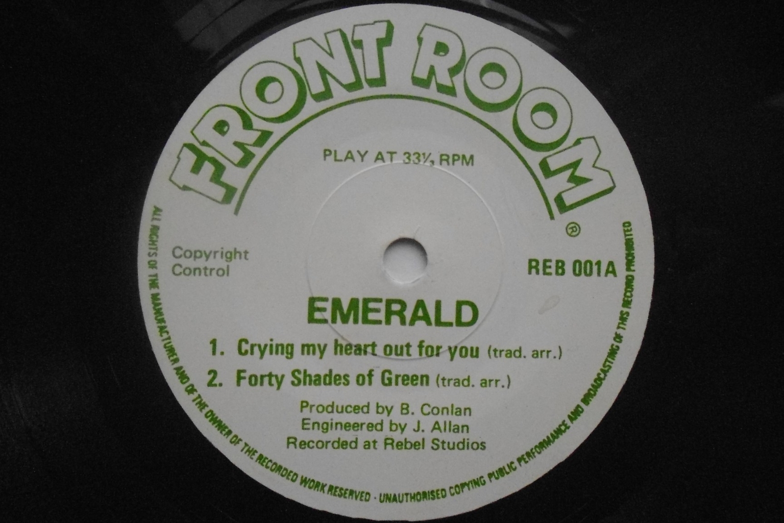 Emerald Emerald EP Front Room REB001 EX  1970s sleeve is signed, Emerald