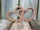 Two Rusty Metal Entwined HEARTS Garden Ornament Rustic Vintage Birthday Gift