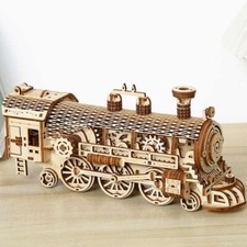 3D Puzzle Assembly Wooden Puzzle Locomotive Train Model Kit for Adults/Teen/Kids