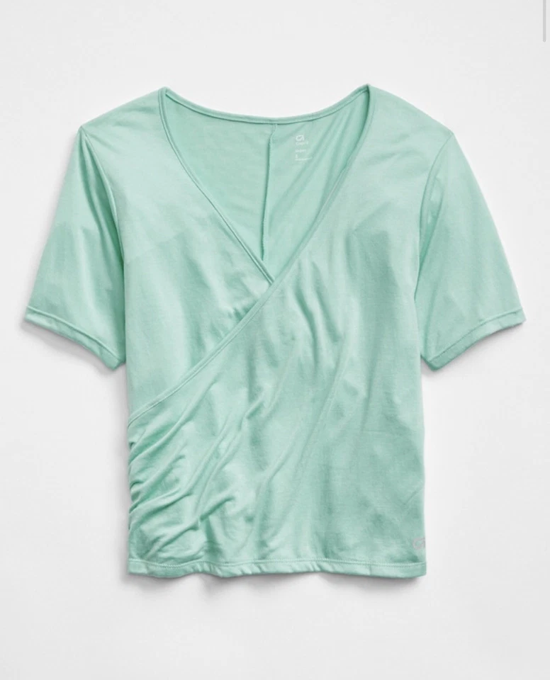 Новый с Ярлыками женская GAP GapFit искусственного надежном v-образным вырезом активный топ, новом море зеленый, размер средний - Изображение 3 из 4