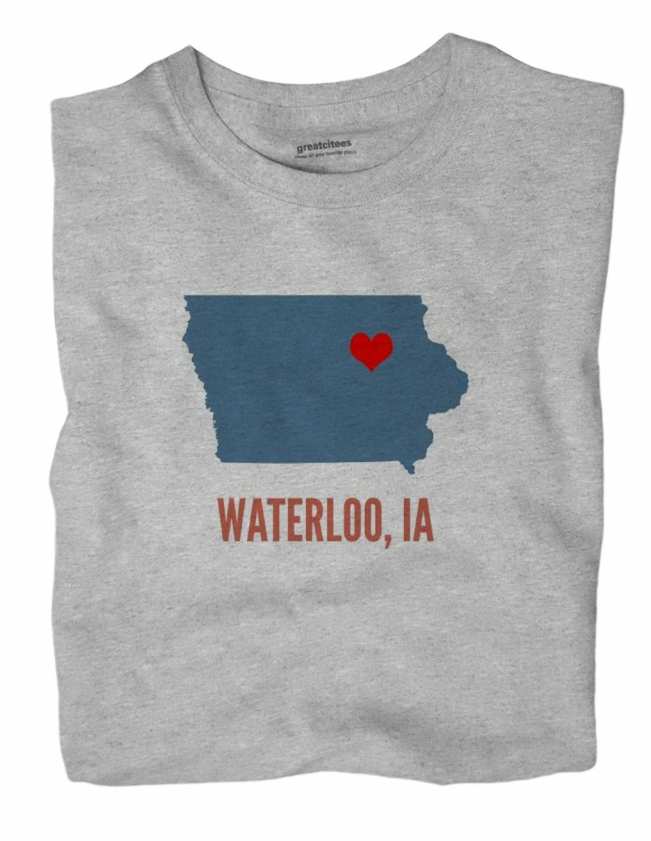 Waterloo Iowa IA T-Shirt Black Hawk County HEART