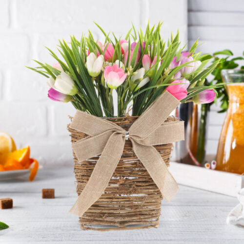 Front Door Artificial Flowers Wall Hanging Tulip Flowers Basket Porch Hanging - Picture 8 of 12