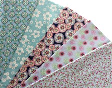 5 Fat Quarters Bundle Light Blue Floral Fabric -100 Cotton 316-5