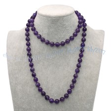 Genuine Natural Purple Amethyst 6/8/10/12mm Round Gems Beads Necklace 14-48''