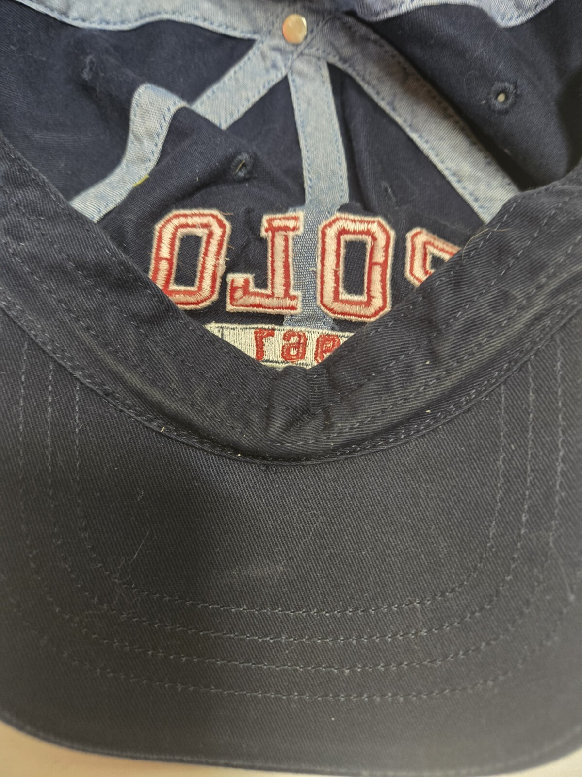 Raro cappello vintage polo ralph lauren 1967 con cinturino con fibbia pony anni '90 blu navy