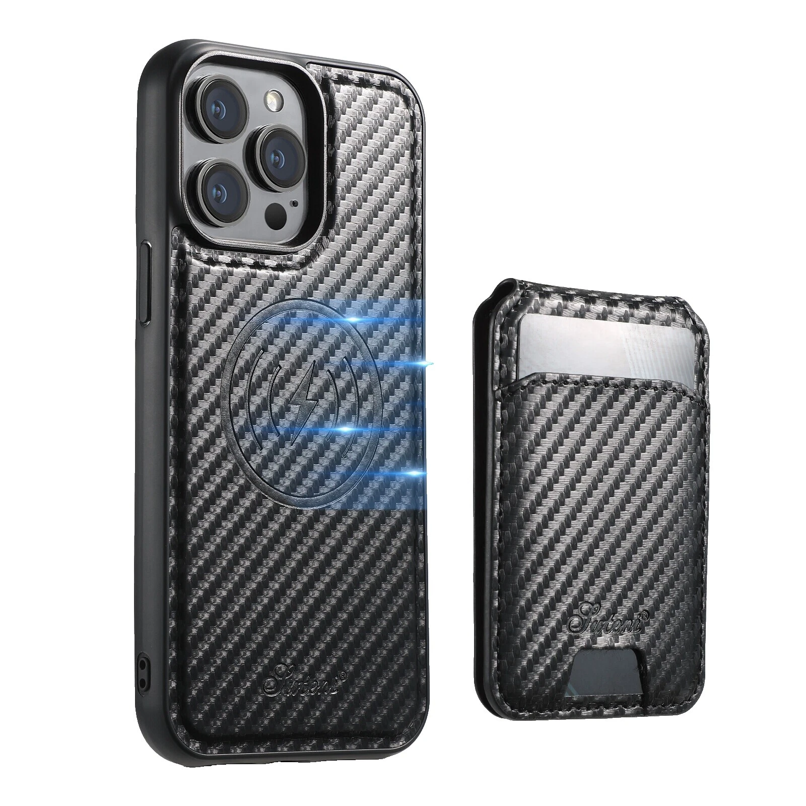 Fibra de carbono Estuches, fundas y cubiertas para teléfonos celulares con Bolsillo Tarjeta