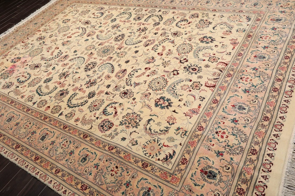 PakPersian 16/18 350 KPSI Hand Knotted Wool Traditional Area Rug Ivory 9'x12'7'' - Image 2 of 4