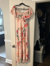 CALVIN KLEIN Size 2 Flutter Sleeve Floral Print Ruffle Dress