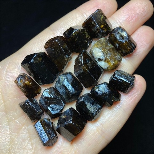 55g Natural Raw Rock Quartz Gemstone Yellow Tourmaline Crystal Rubble A94 - Picture 3 of 5