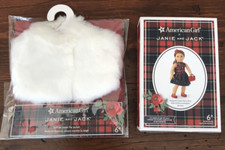 American Girl Janie and Jack Wrapped Roses Party Dress  Snow Fur Jacket New