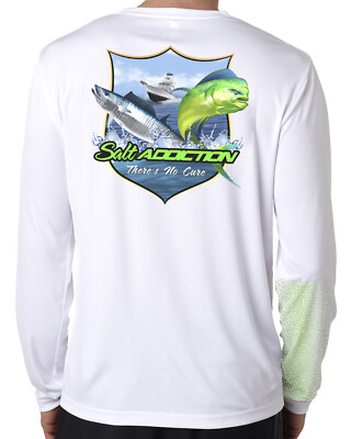 Salt Addiction t shirt long sleeve microfiber saltwater fishing uv upf 50+ mahi