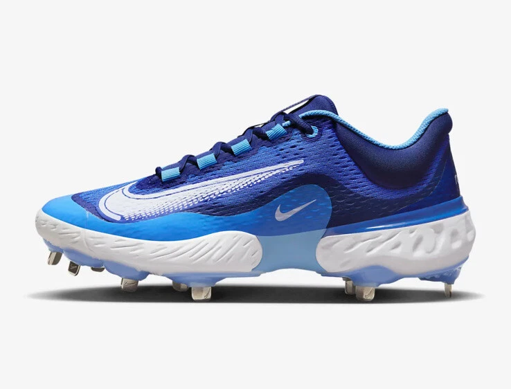 Huarache baseball cleats blue and white top