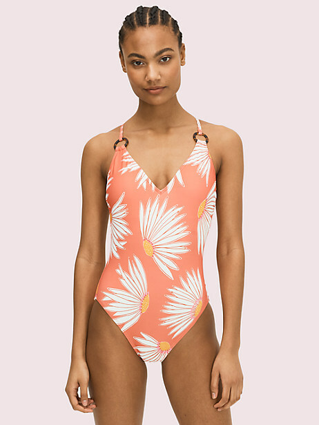 Kate spade 130 ワンピース Kate Spade Falling Flower V-Neck Cross-Back One-Piece Swimsuit